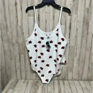 NWT Forever 21 White Bodysuit with Red Roses size 3X